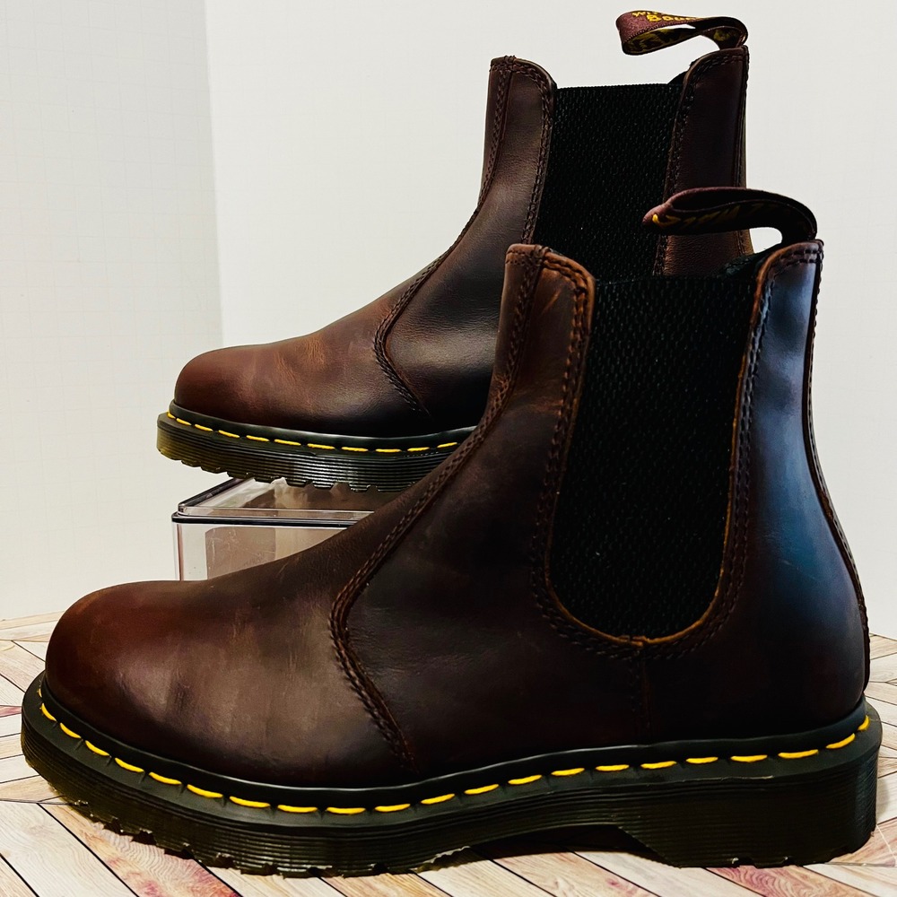 Dr Martens 2976 Waxed Full Grain Leather Chelsea Boots Men 7 Women 8‎ Dark Brown